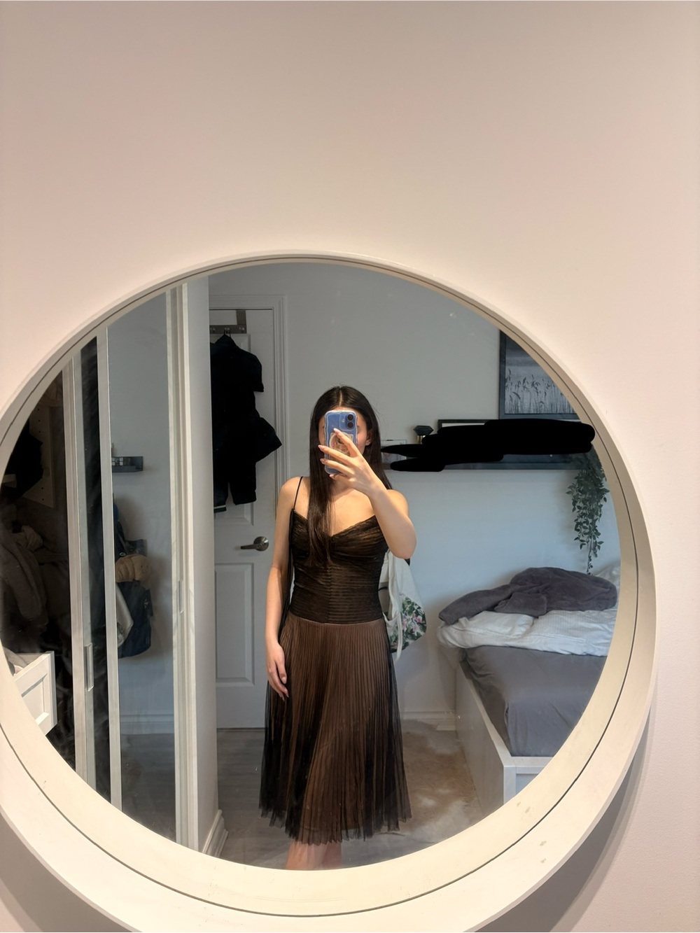 Betsey Johnson Brown Pleated Midi Dress